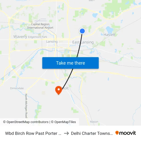 Wbd Birch Row Past Porter Ave to Delhi Charter Township map