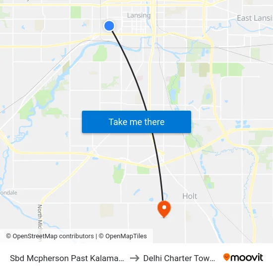 Sbd Mcpherson Past Kalamazoo St to Delhi Charter Township map