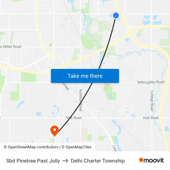 Sbd Pinetree Past Jolly to Delhi Charter Township map
