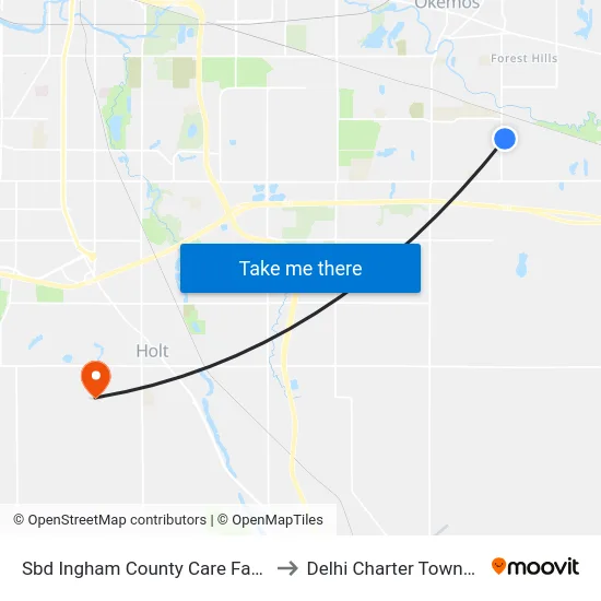 Sbd Ingham County Care Facility to Delhi Charter Township map