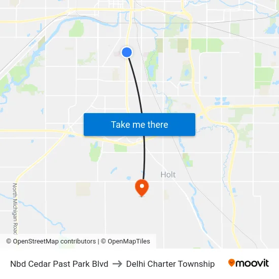 Nbd Cedar Past Park Blvd to Delhi Charter Township map