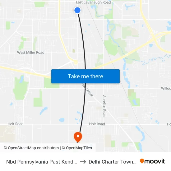 Nbd Pennsylvania Past Kendon Dr to Delhi Charter Township map