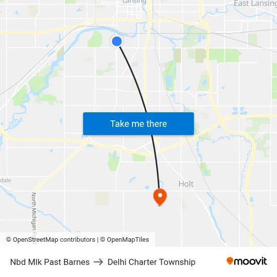 Nbd Mlk Past Barnes to Delhi Charter Township map