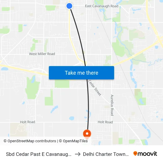 Sbd Cedar Past E Cavanaugh Rd to Delhi Charter Township map
