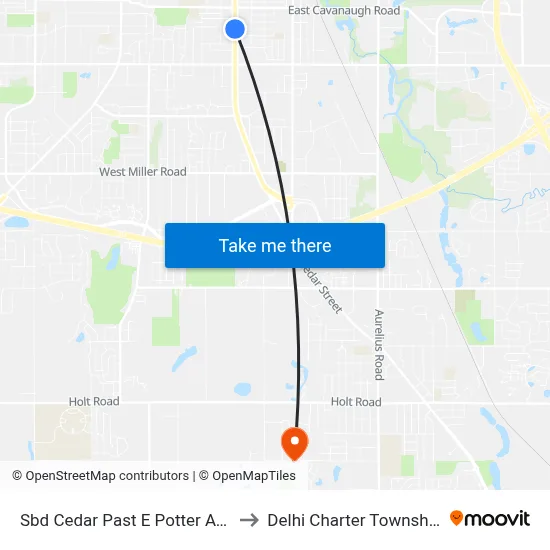 Sbd Cedar Past E Potter Ave to Delhi Charter Township map