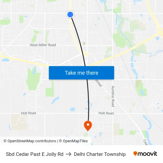 Sbd Cedar Past E Jolly Rd to Delhi Charter Township map