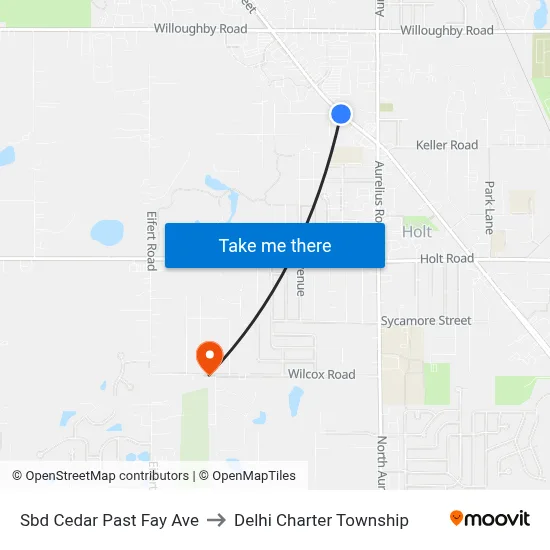 Sbd Cedar Past Fay Ave to Delhi Charter Township map