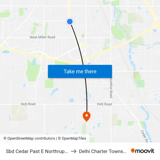 Sbd Cedar Past E Northrup St to Delhi Charter Township map