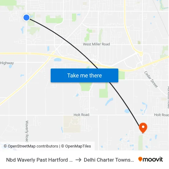 Nbd Waverly Past Hartford Rd to Delhi Charter Township map