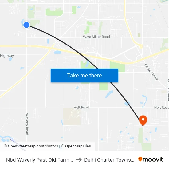 Nbd Waverly Past Old Farm Ln to Delhi Charter Township map