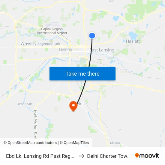 Ebd Lk. Lansing Rd Past Regency Dr to Delhi Charter Township map