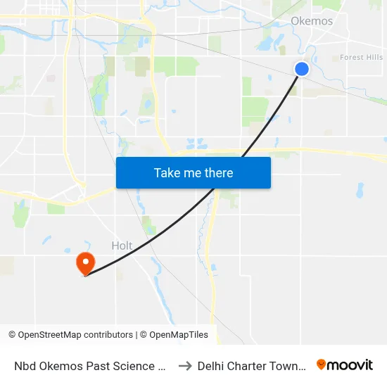 Nbd Okemos Past Science Pkwy to Delhi Charter Township map