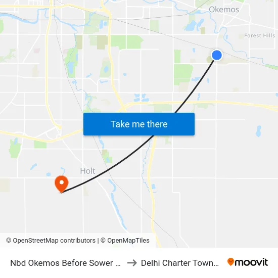 Nbd Okemos Before Sower Blvd to Delhi Charter Township map