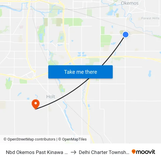 Nbd Okemos Past Kinawa Dr to Delhi Charter Township map