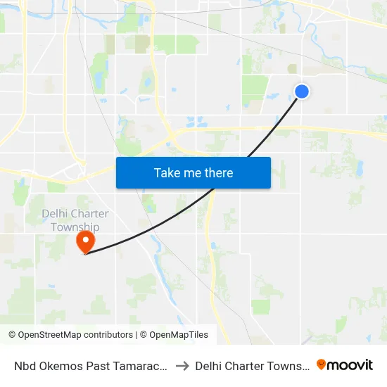 Nbd Okemos Past Tamarack Dr to Delhi Charter Township map