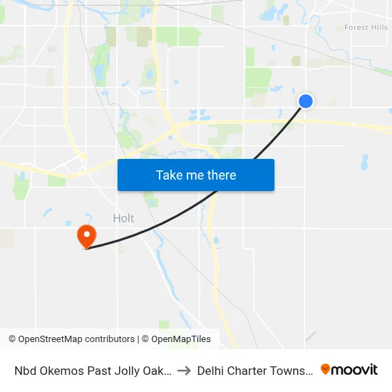 Nbd Okemos Past Jolly Oak Rd to Delhi Charter Township map