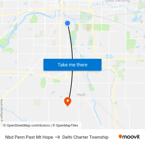 Nbd Penn Past Mt Hope to Delhi Charter Township map