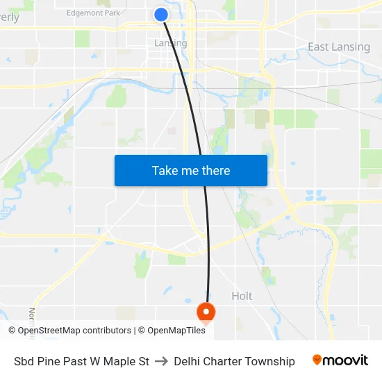 Sbd Pine Past W Maple St to Delhi Charter Township map