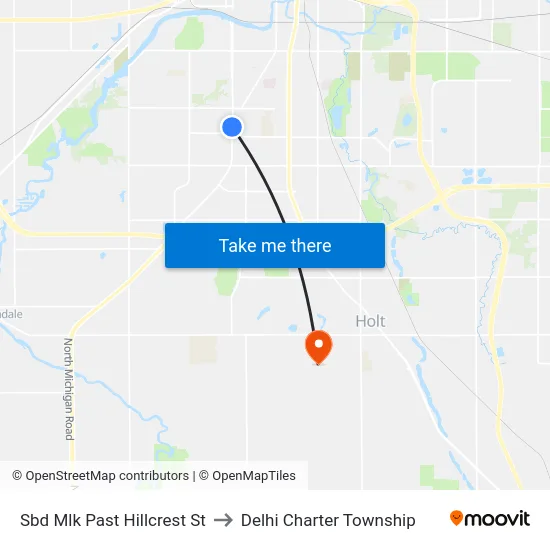 Sbd Mlk Past Hillcrest St to Delhi Charter Township map