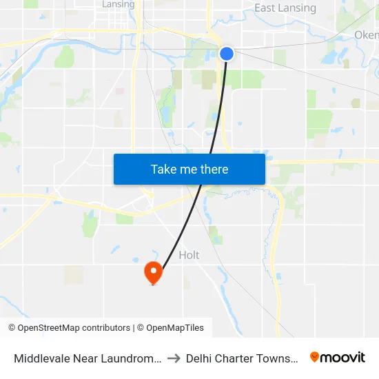 Middlevale Near Laundromat to Delhi Charter Township map