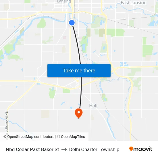 Nbd Cedar Past Baker St to Delhi Charter Township map