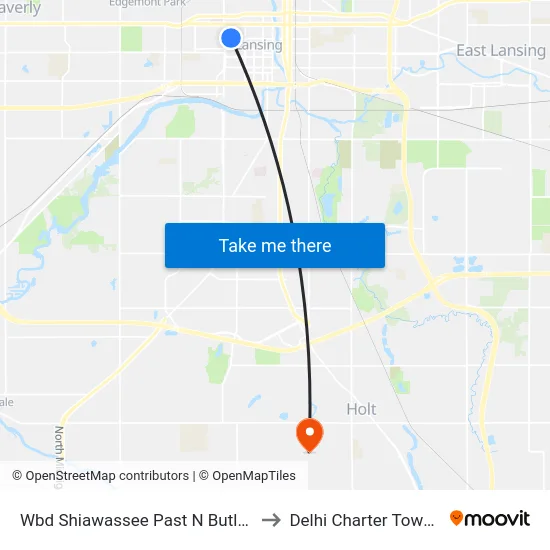 Wbd Shiawassee Past N Butler Blvd to Delhi Charter Township map
