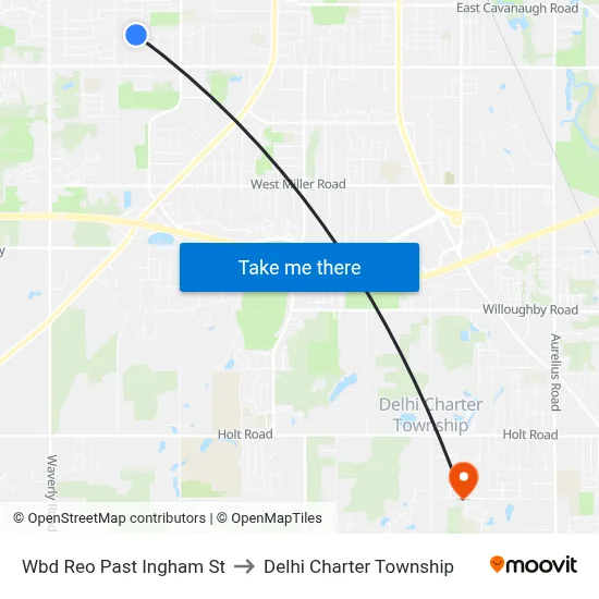 Wbd Reo Past Ingham St to Delhi Charter Township map