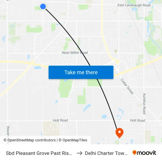 Sbd Pleasant Grove Past Risdale St to Delhi Charter Township map