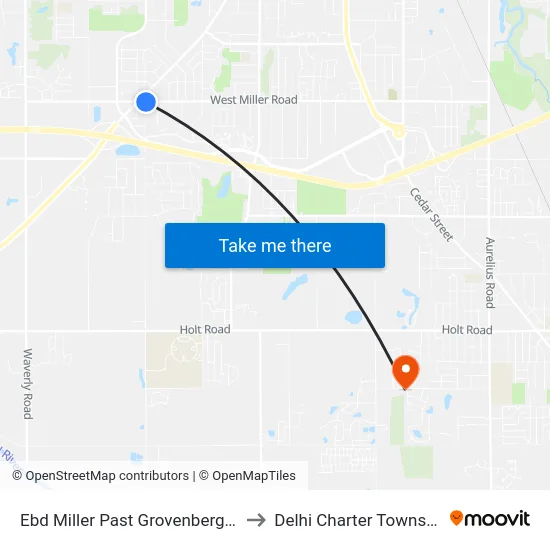 Ebd Miller Past Grovenberg Rd to Delhi Charter Township map