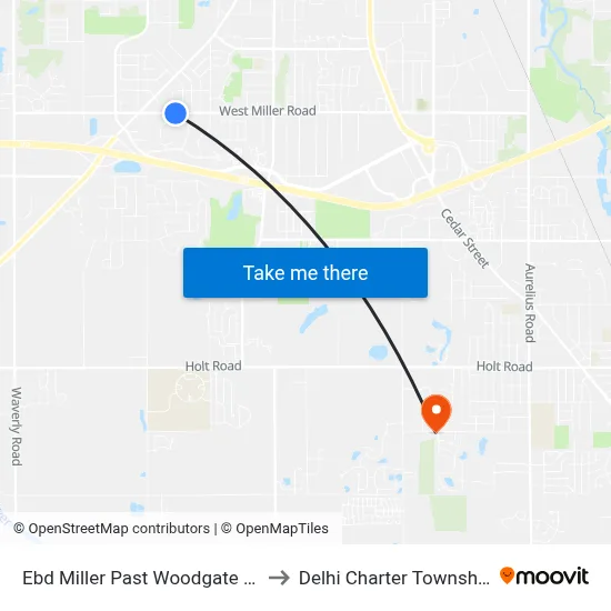 Ebd Miller Past Woodgate Dr to Delhi Charter Township map