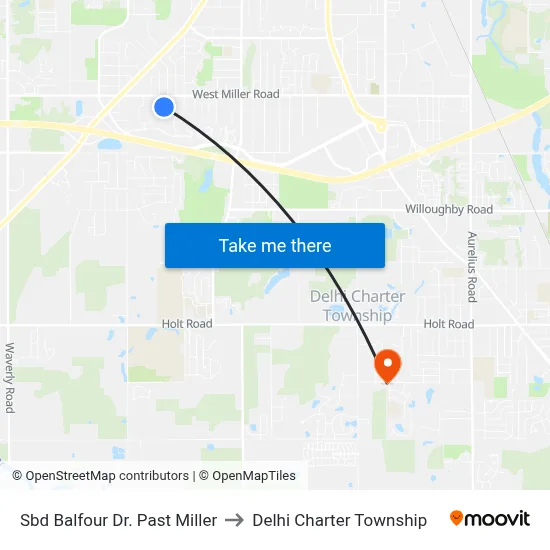 Sbd Balfour Dr. Past Miller to Delhi Charter Township map