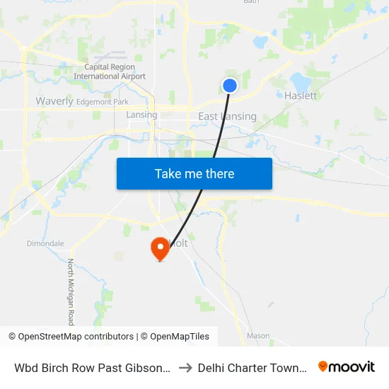 Wbd Birch Row Past Gibson Ave to Delhi Charter Township map