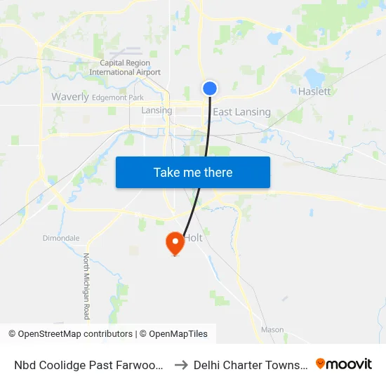 Nbd Coolidge Past Farwood Dr to Delhi Charter Township map