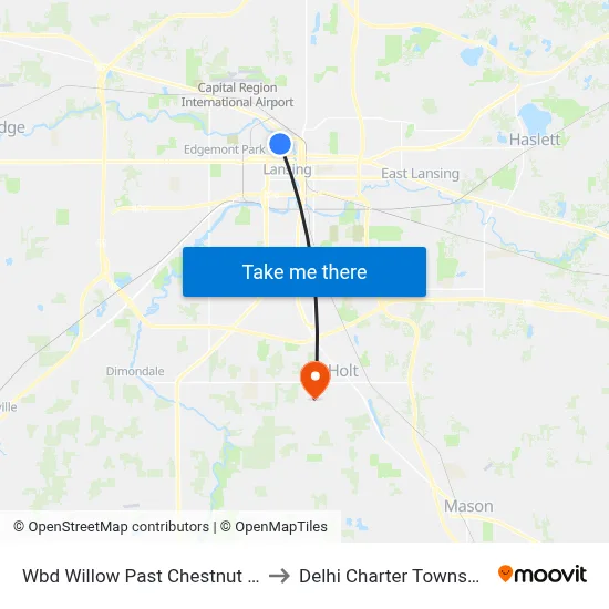 Wbd Willow Past Chestnut St to Delhi Charter Township map