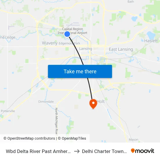 Wbd Delta River Past Amherst Dr to Delhi Charter Township map