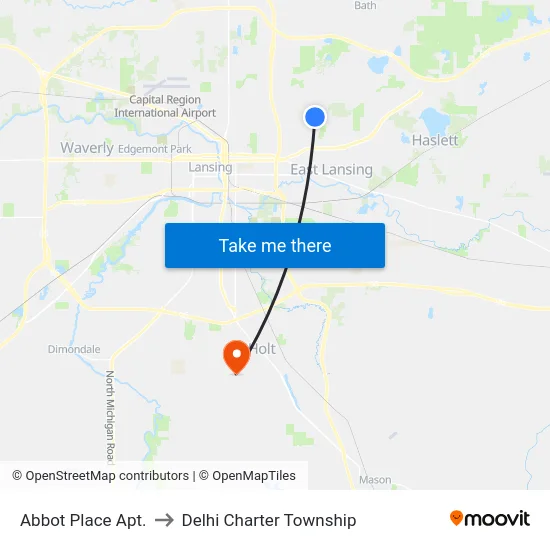 Abbot Place Apt. to Delhi Charter Township map