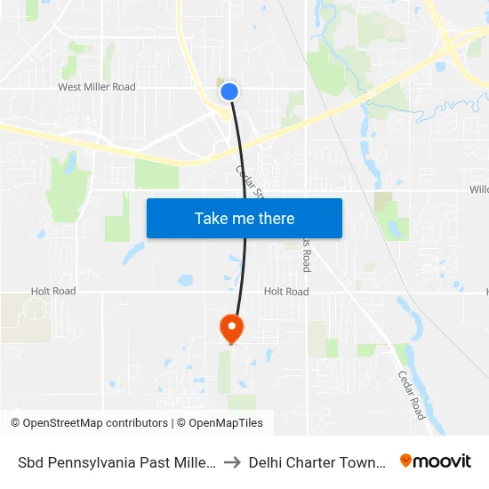 Sbd Pennsylvania Past Miller Rd to Delhi Charter Township map