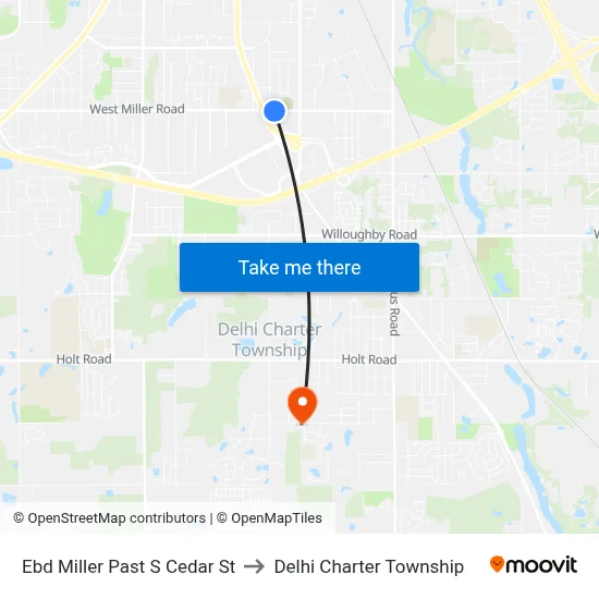 Ebd Miller Past S Cedar St to Delhi Charter Township map