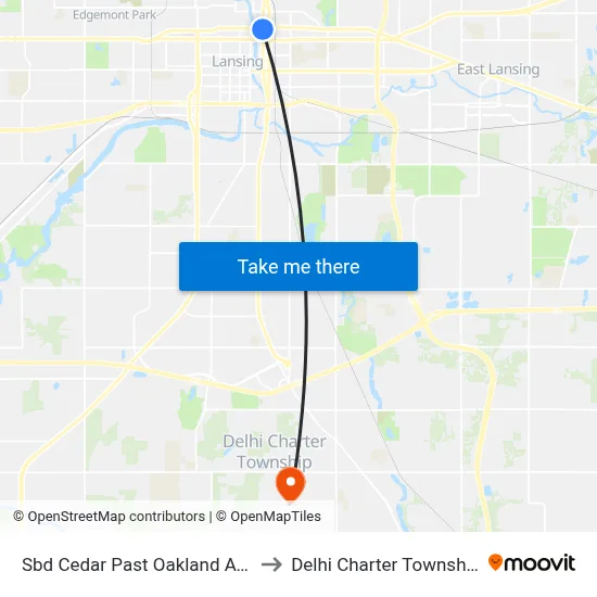 Sbd Cedar Past Oakland Ave to Delhi Charter Township map