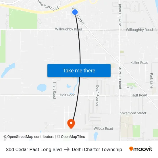 Sbd Cedar Past Long Blvd to Delhi Charter Township map