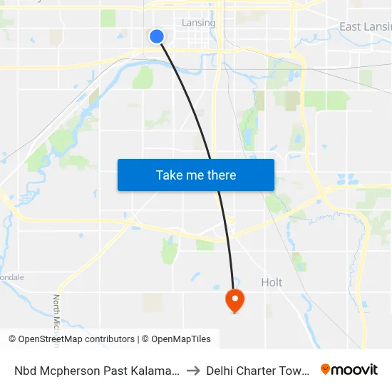 Nbd Mcpherson Past Kalamazoo St to Delhi Charter Township map