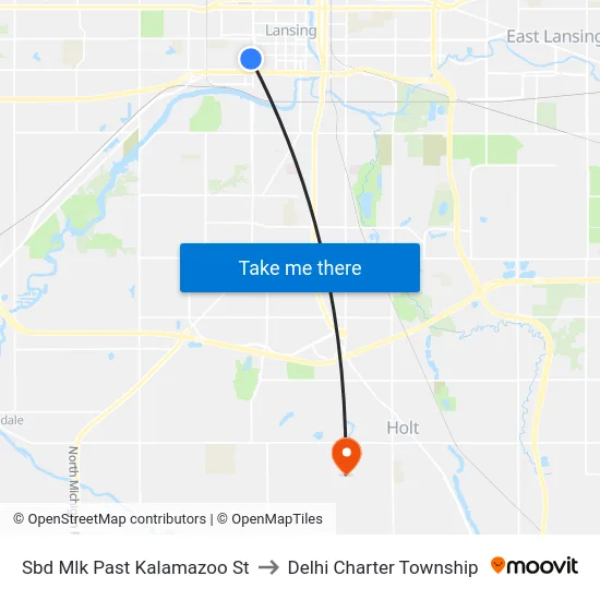 Sbd Mlk Past Kalamazoo St to Delhi Charter Township map