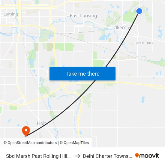 Sbd Marsh Past Rolling Hills Dr to Delhi Charter Township map