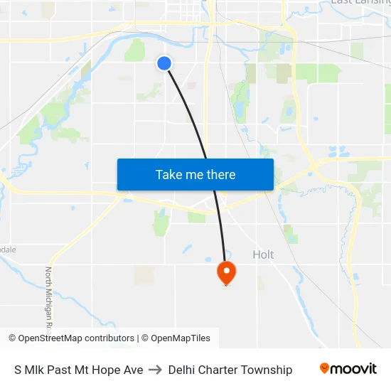 S Mlk Past Mt Hope Ave to Delhi Charter Township map