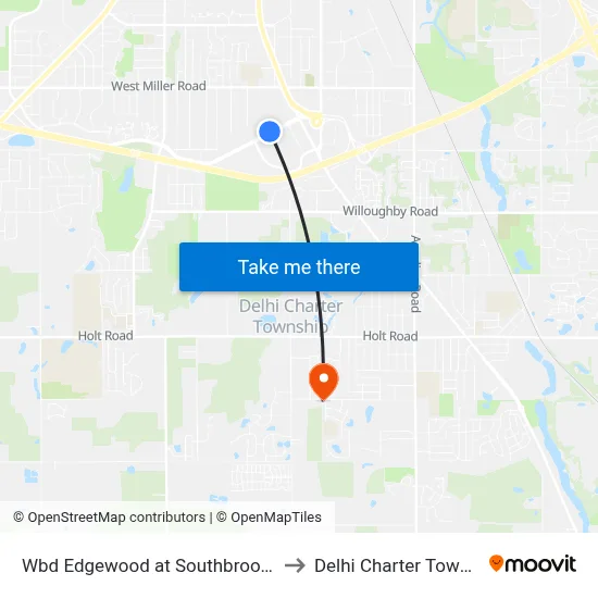 Wbd Edgewood at Southbrook Apts to Delhi Charter Township map