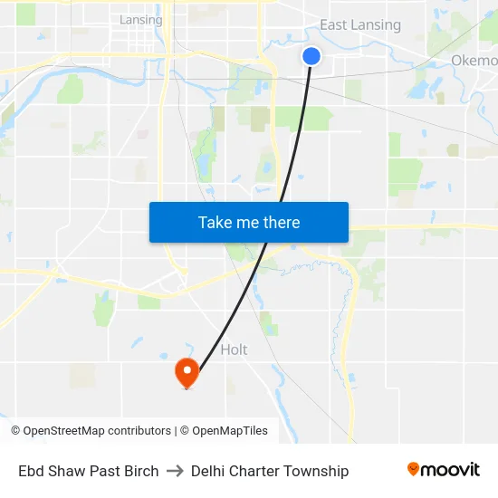 Ebd Shaw Past Birch to Delhi Charter Township map