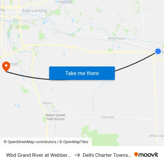 Wbd Grand River at Webberville to Delhi Charter Township map
