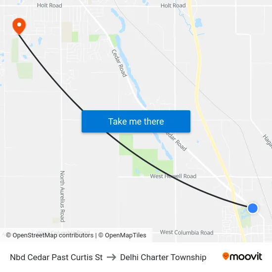 Nbd Cedar Past Curtis St to Delhi Charter Township map