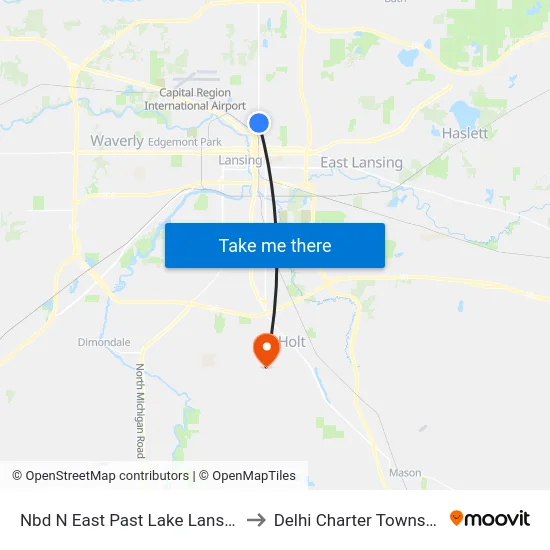 Nbd N East Past Lake Lansing to Delhi Charter Township map