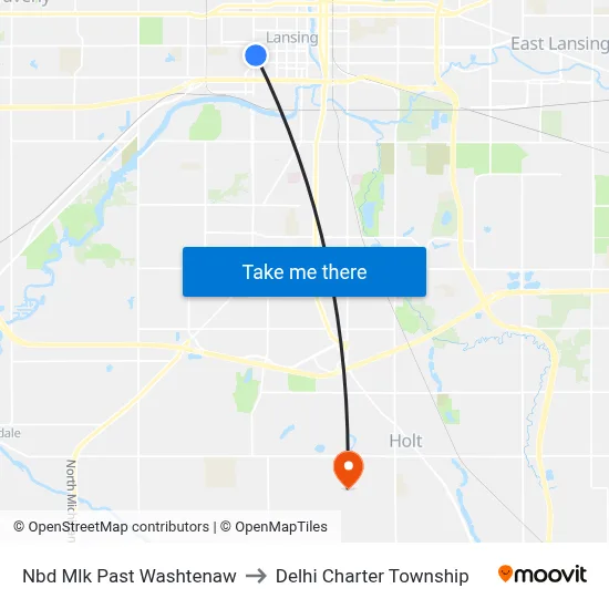Nbd Mlk Past Washtenaw to Delhi Charter Township map